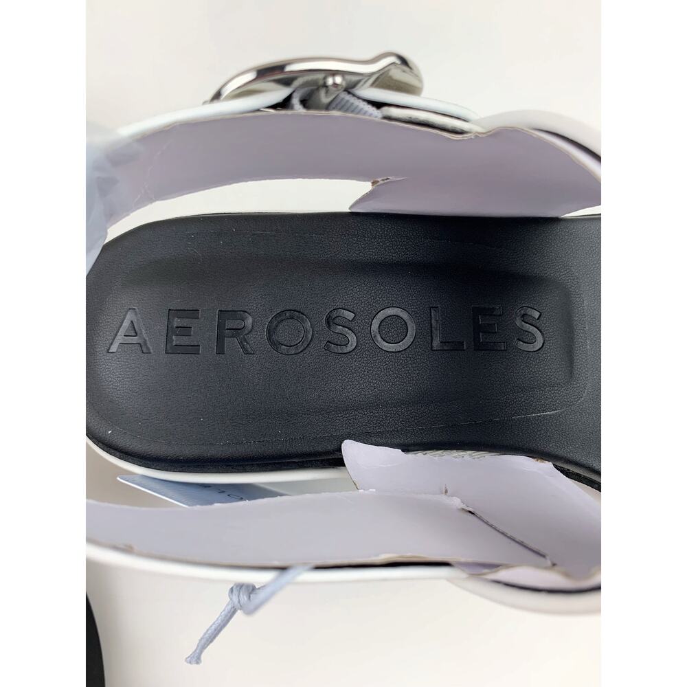 AEROSOLES White and Black Block Heel Sandals - Picture 5 of 11